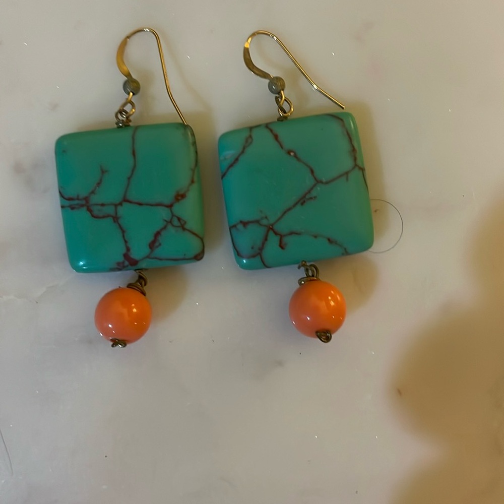 Mint and peach earrings